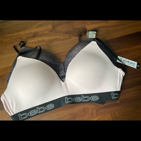 Bebe Blush & Charcoal Wireless Bra Set - Picture 3 of 11